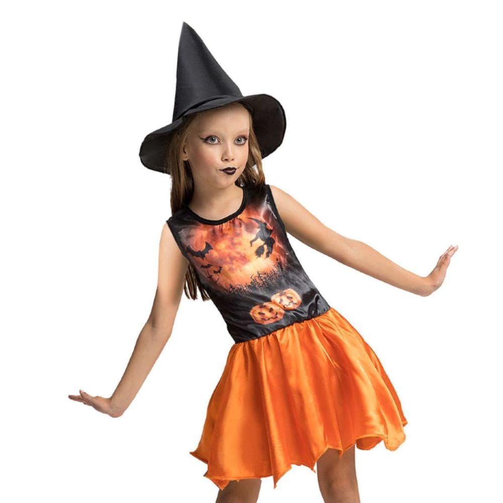 Fantasia Bruxinha Halloween Infantil Vestido Bruxa Feminino