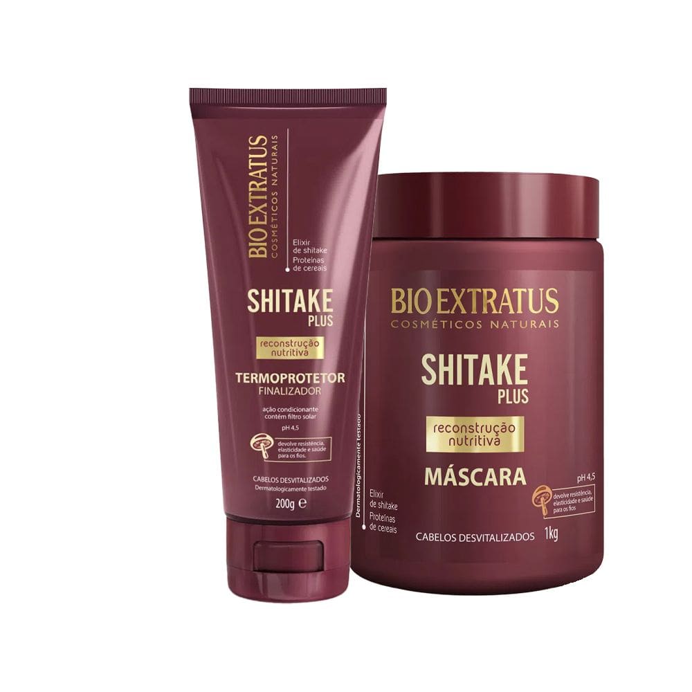 Kit Bio Extratus Shitake Plus Reconstrução Nutritiva Máscara 1Kg Finalizador 200g