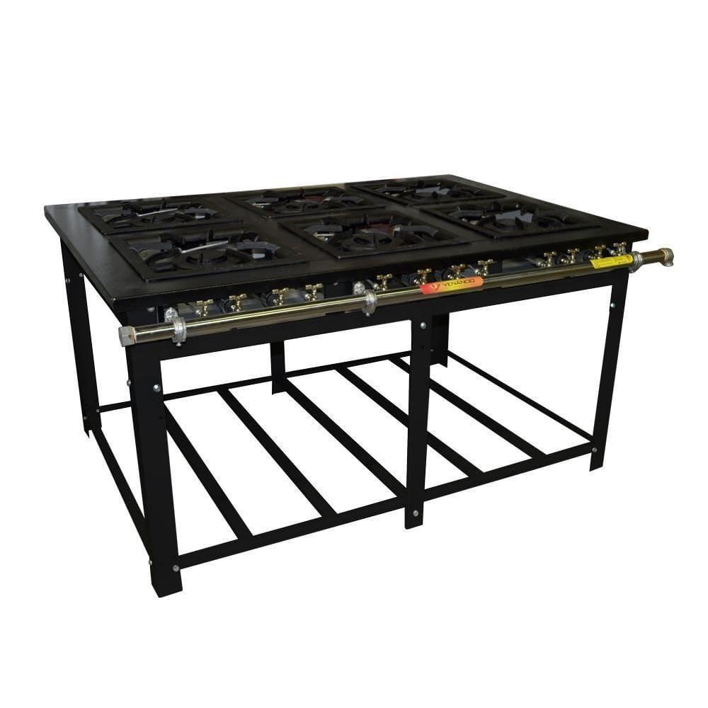 Fogão Gás Profissional Maxi Cozinha Industrial Baixa Pressão 6 Bocas Duplas 40x40 M6d6e
