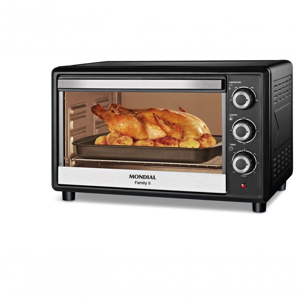 Forno Elétrico Mondial Family II Preto/Inox 1600W 42L FRN-42-B 220V