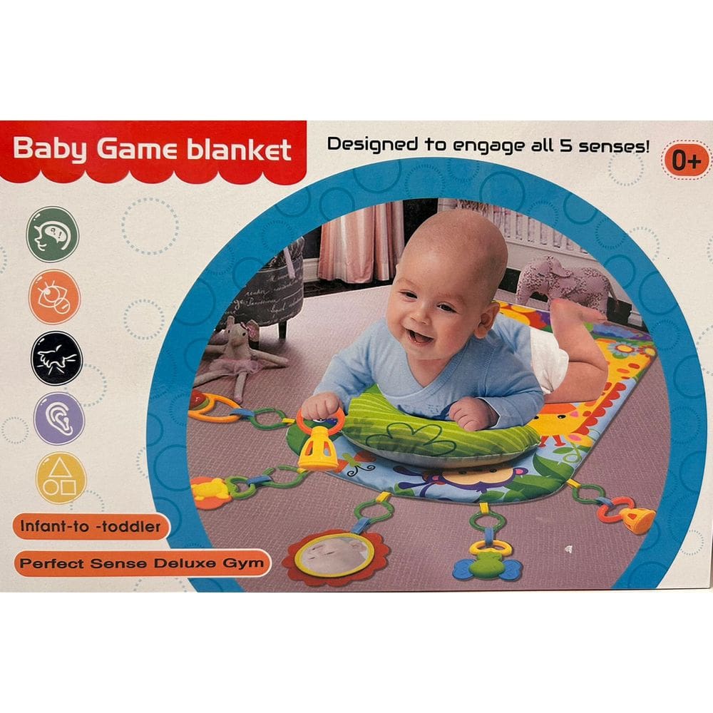 Tapete Tummy Time Tapete de Atividades para Bebê Baby Game Blanket – Estimula os 5 Sentidos - Azul