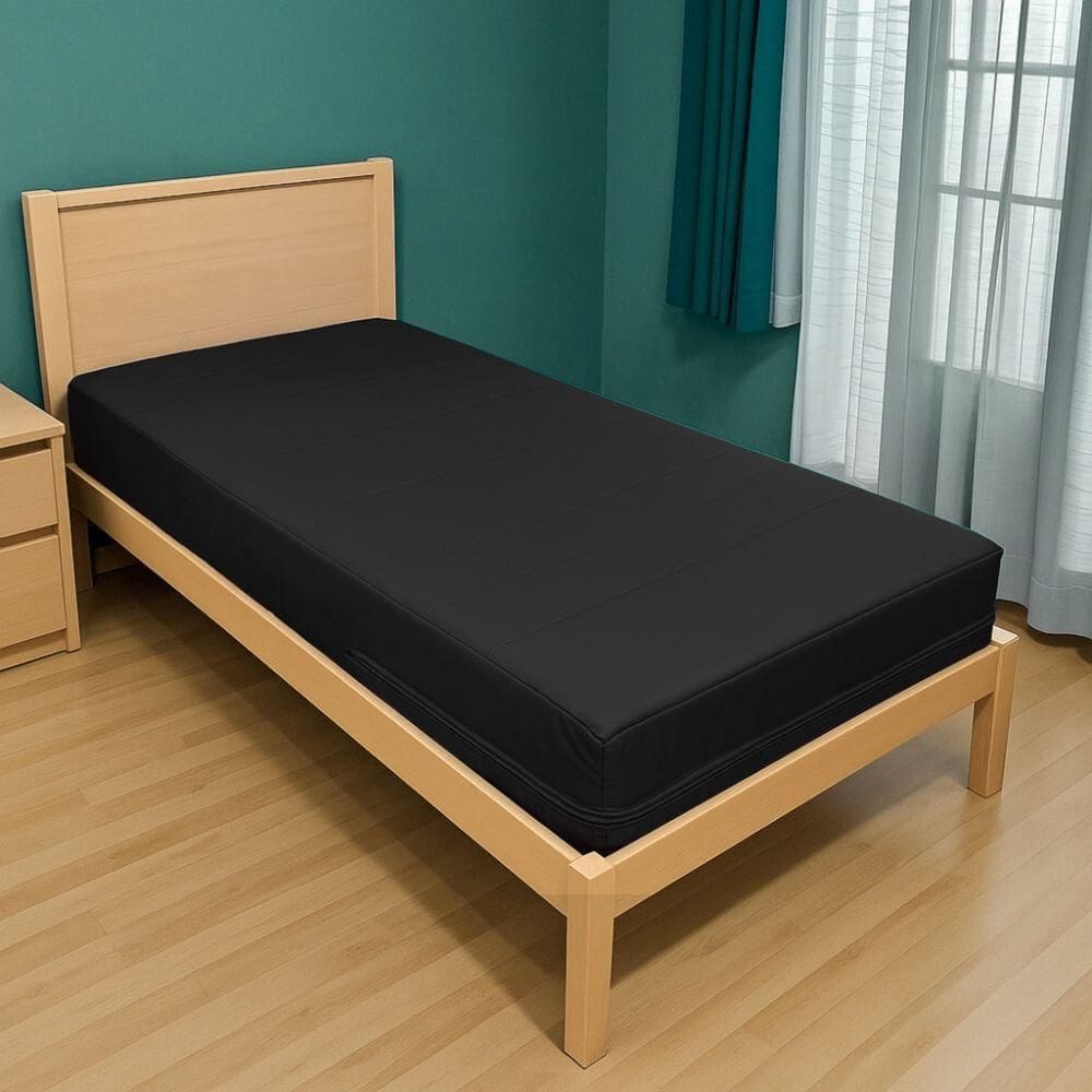 Capa Impermeável Para Colchão Casal Feita Em Napa Hospitalar 138x188x14cm - Preta