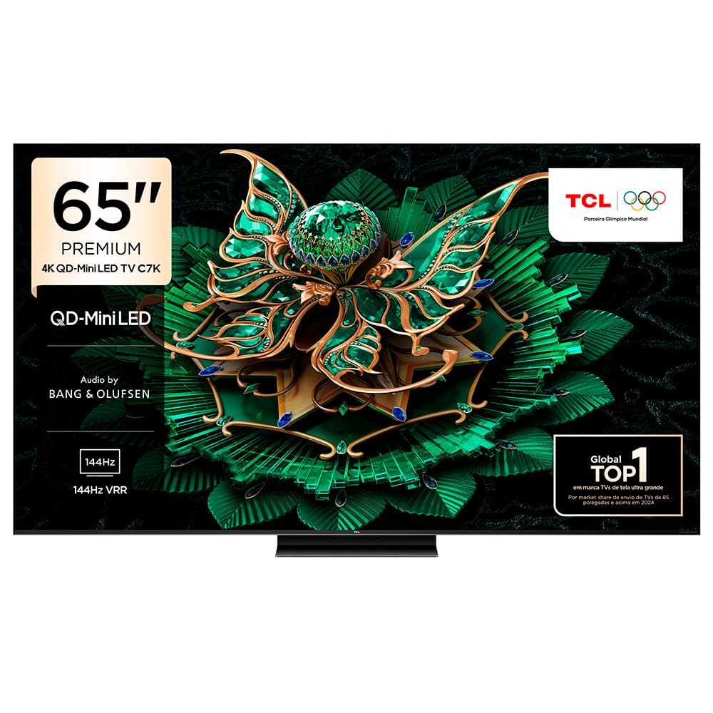 Smart TV TCL 65” QD-Mini LED 4K Google TV 144 Hz 2.1 canais com Subwoofer 4 HDMI Wi-Fi 65C7K