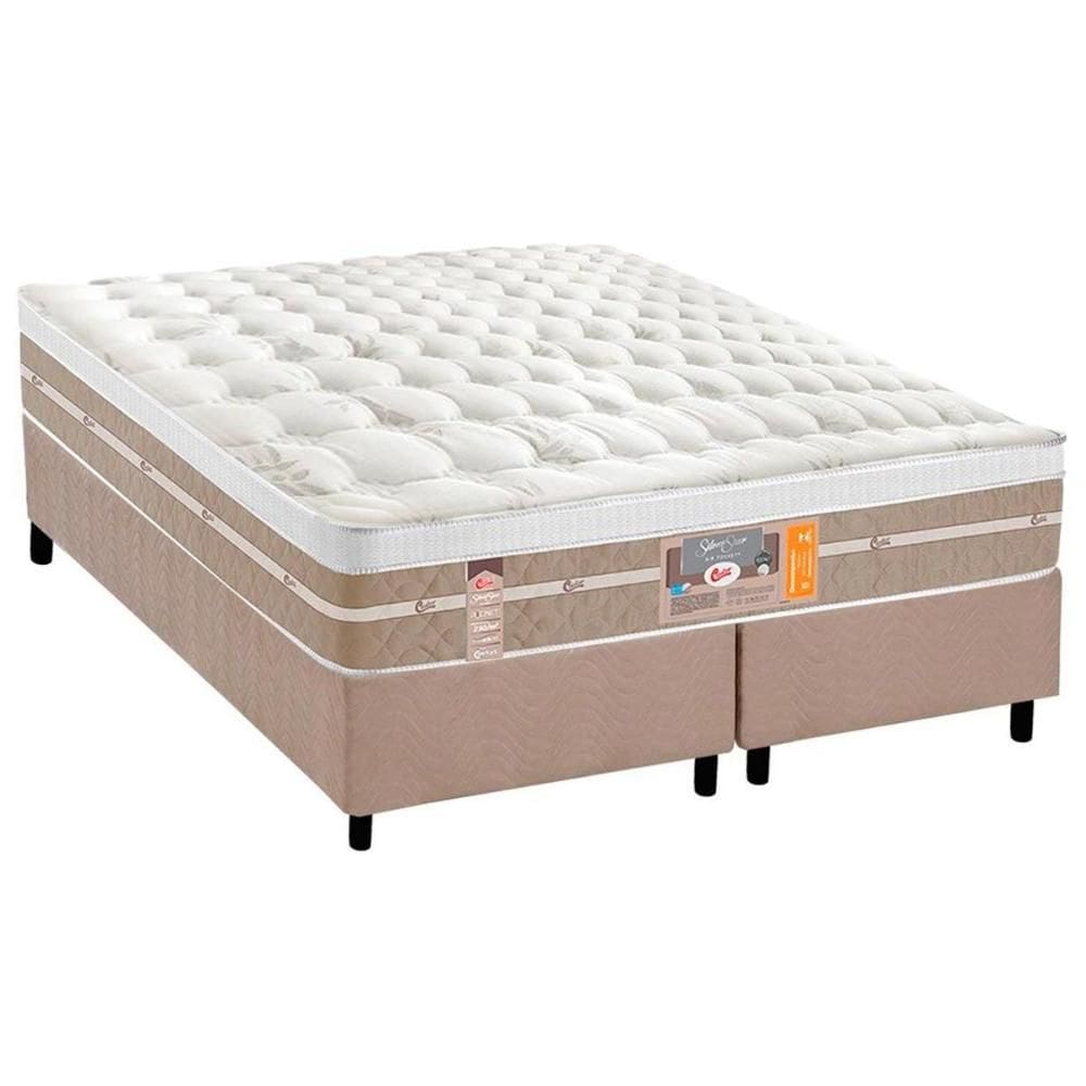 Cama Box King: Colchão Molas  Ensacadas Castor Silver Star Air + Base CRC Suede Clean (193x203)