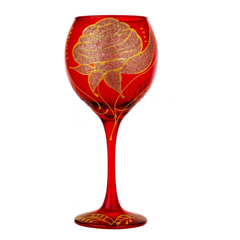 Taça Pomba Gira Rosa Dourada Altar 20 cm Vidro Luxo 400 ml