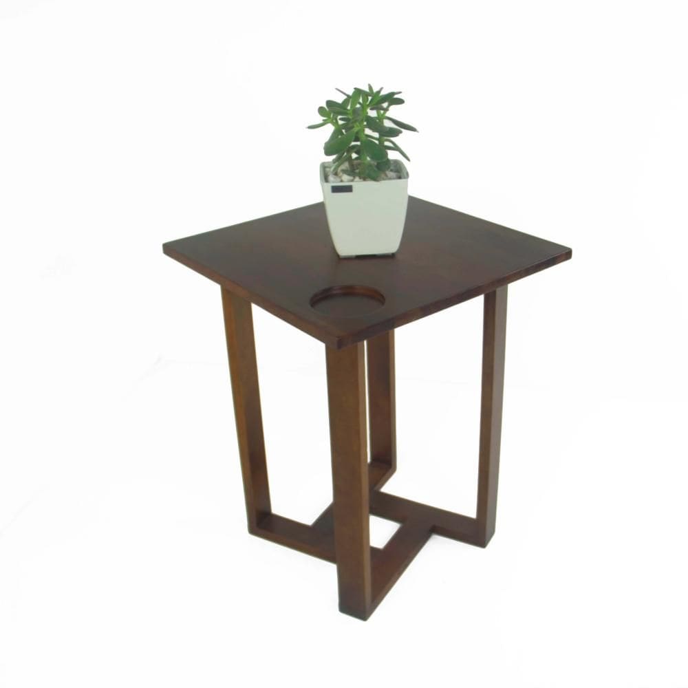 Mesa Lateral Design Quadrada Madeira Nobre Imbuia