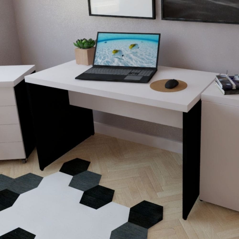 Mesa para Escritório 80cmx60cm Preto/Branco