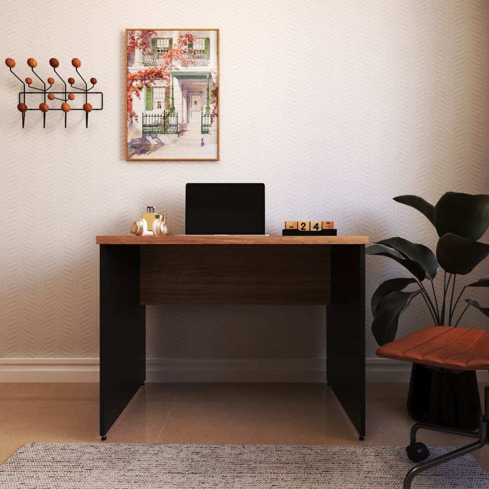 Mesa para Escritório 80cmx60cm Preto/Carvalho Mel