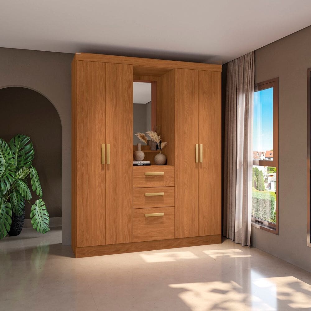 Guarda-roupa Casal 5 Portas 160cm X 200cm Canela