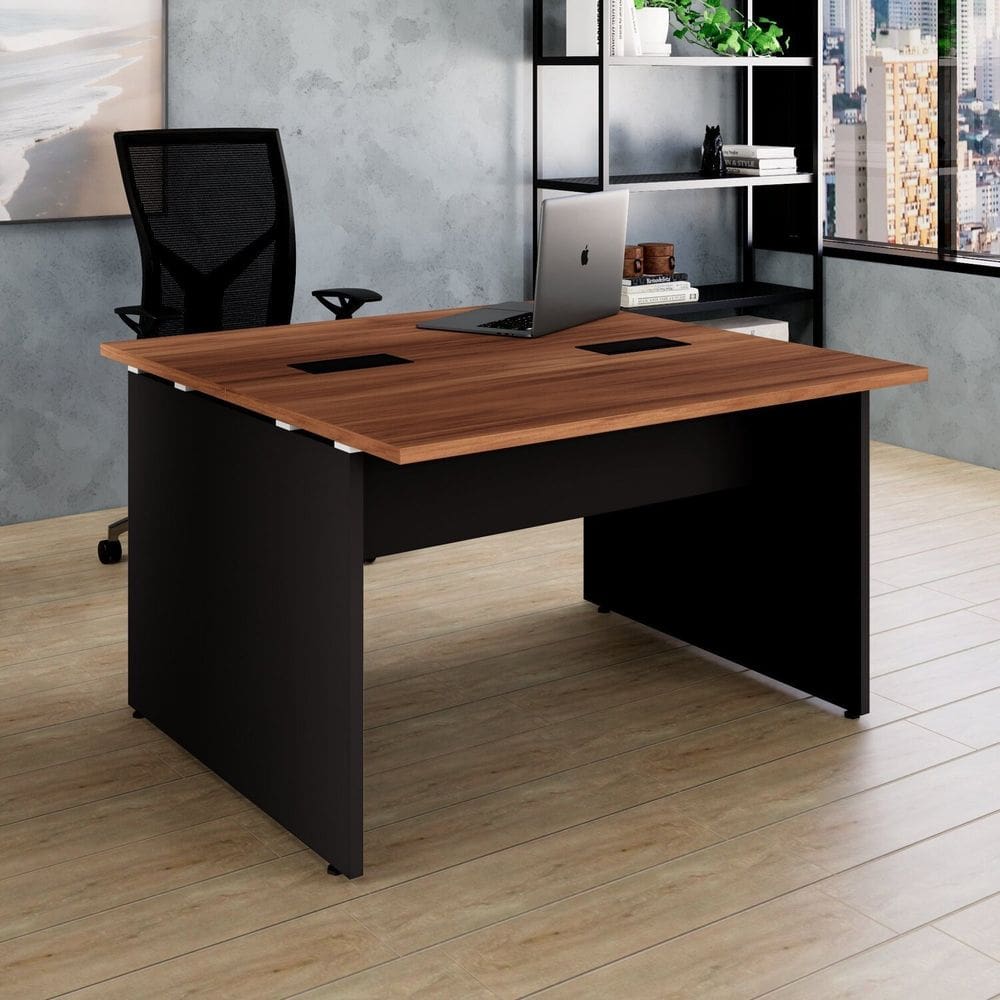 Plataforma Dupla Pé Painel 120cm X 73cm Espresso Móveis Nogal/Preto