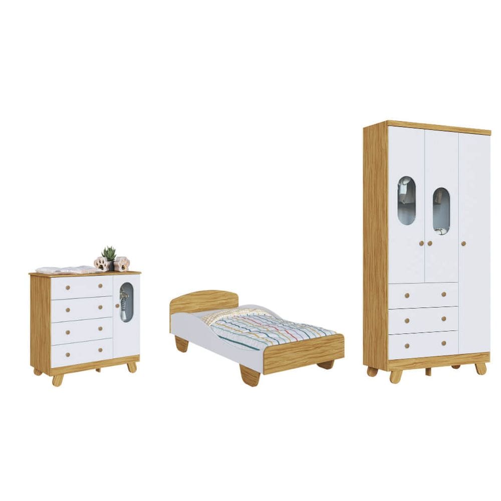 Quarto Infantil Completo MDF Dorabelly Pingo Com Cama Sol