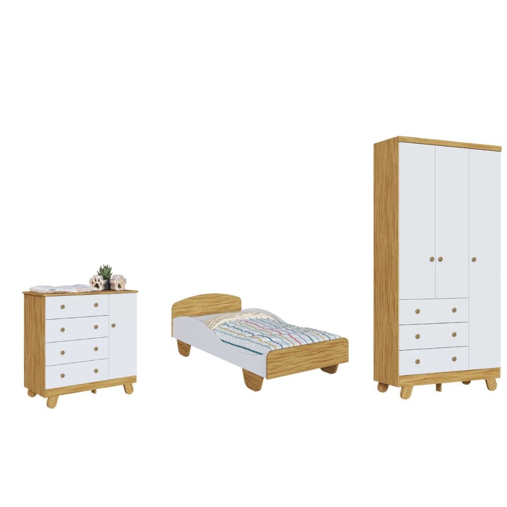 Quarto infantil Completo MDF PL Dorabelly Pingo Com Cama Sol