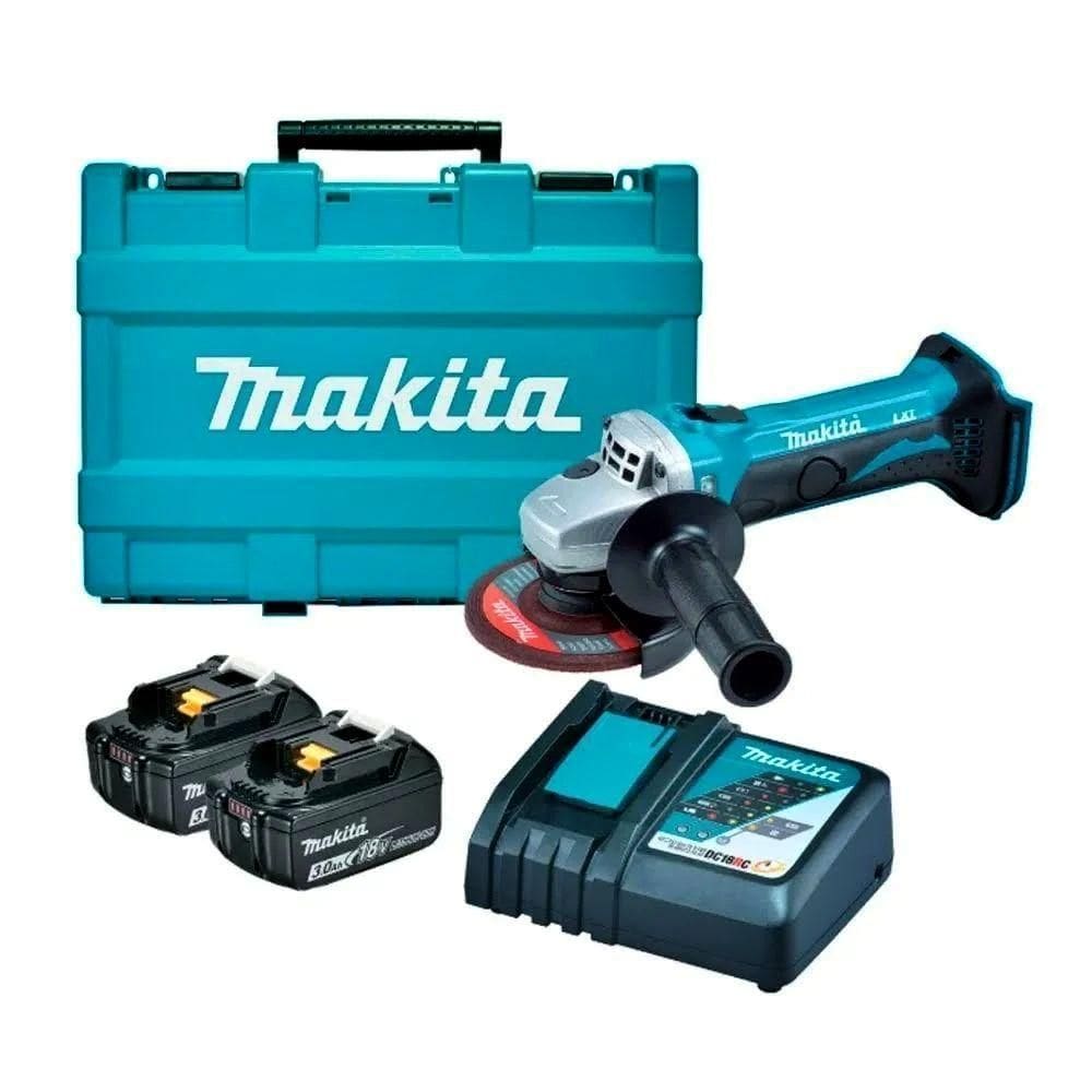 Esmerilhadeira Angular 115mm 4-1-2`` 11000 Rpm Com Bateria Carregador E Maleta Dga452rfe Makita