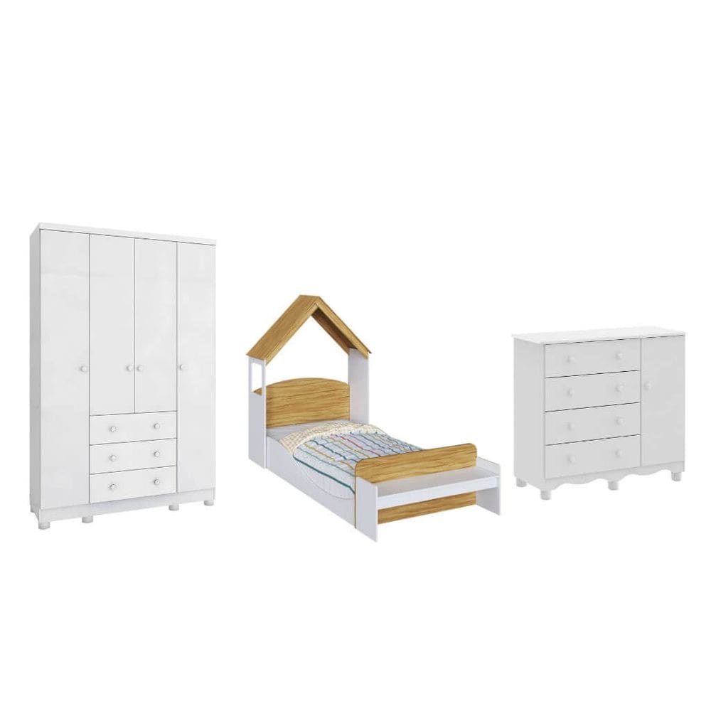 Quarto Infantil Completo MDF Dorabelly Junior Com Cama