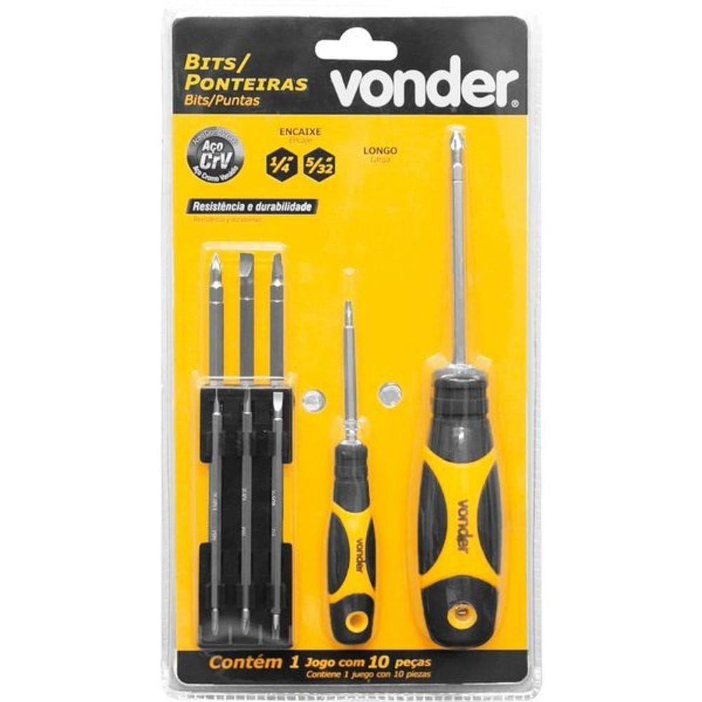 Jogo Bits-ponteira Crv Com 10 Peças Longo Vonder