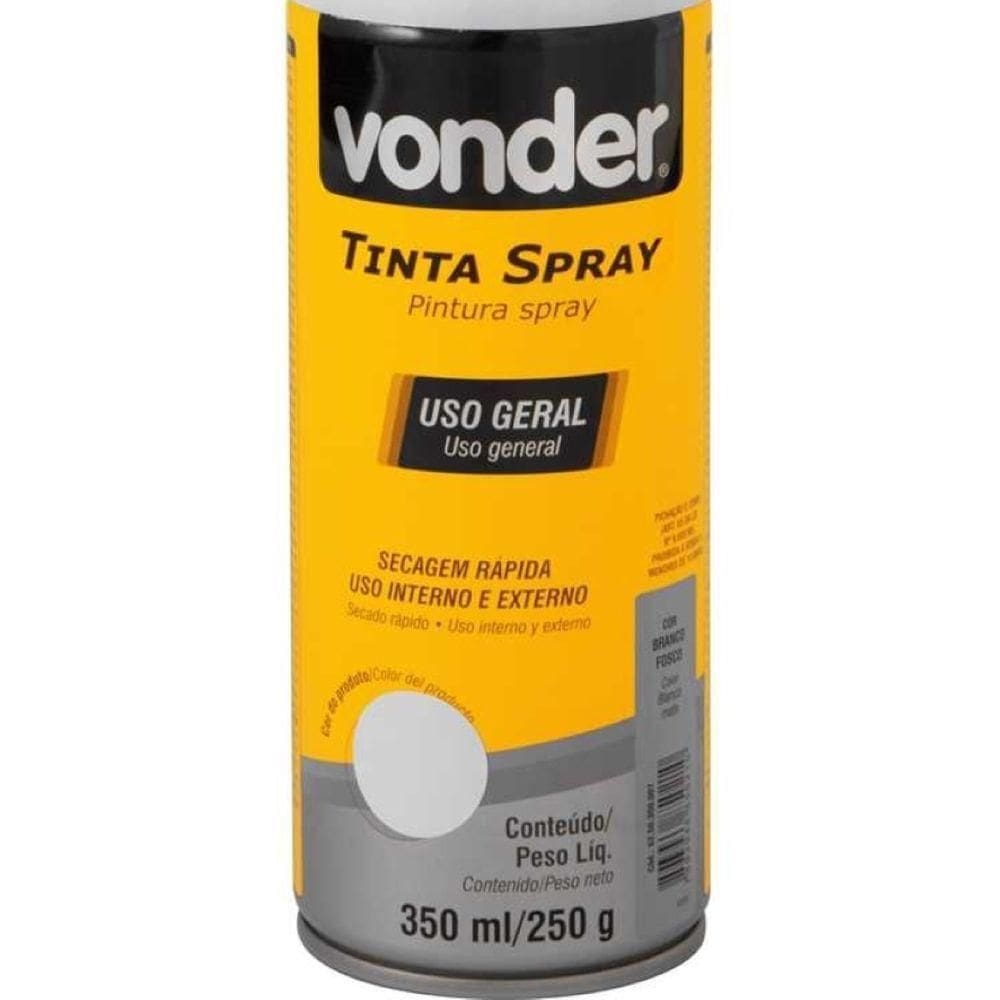 Tinta Spray Acrílica Branco Fosco 350ml-250g Vonder