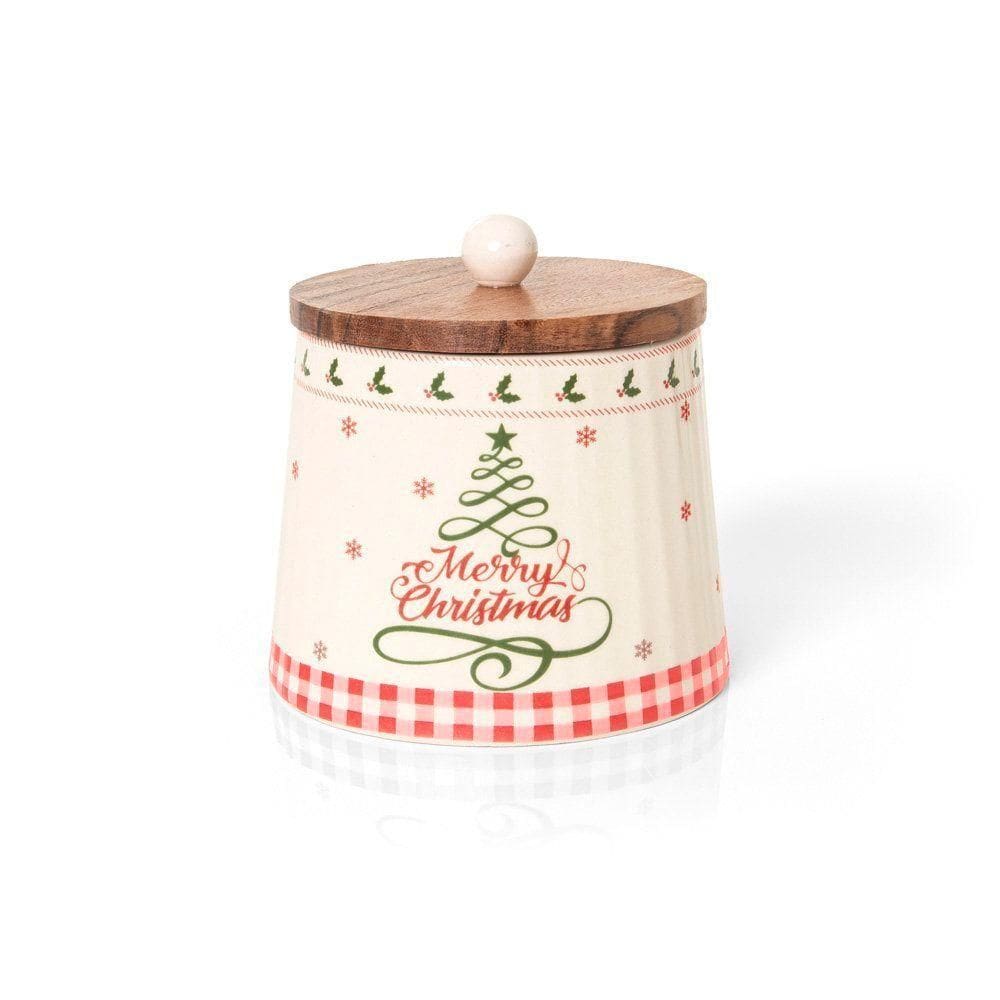 Pote Decorativo Copa E Cia Versailles Natalino Em Cerâmica Artesanal Pinheiro - 13 X 18 Cm