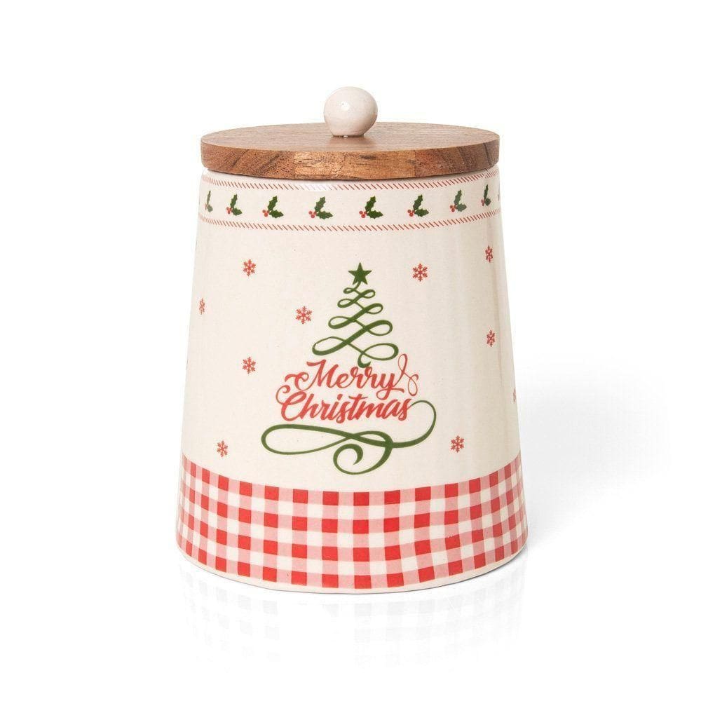 Pote Decorativo Copa E Cia Versailles Natalino Em Cerâmica Artesanal Pinheiro - 13 X 13 Cm