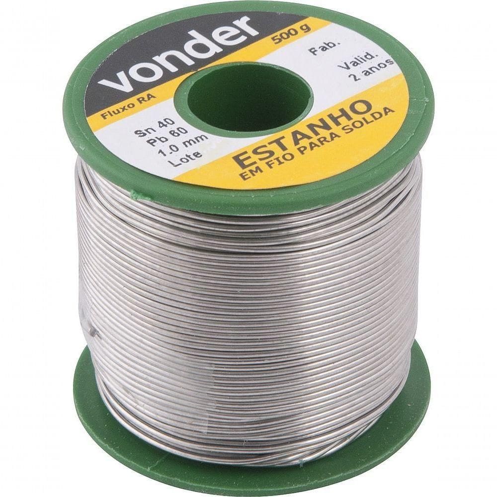 Estanho Fio 1,0mm 40x60 500g Carretel - Vonder