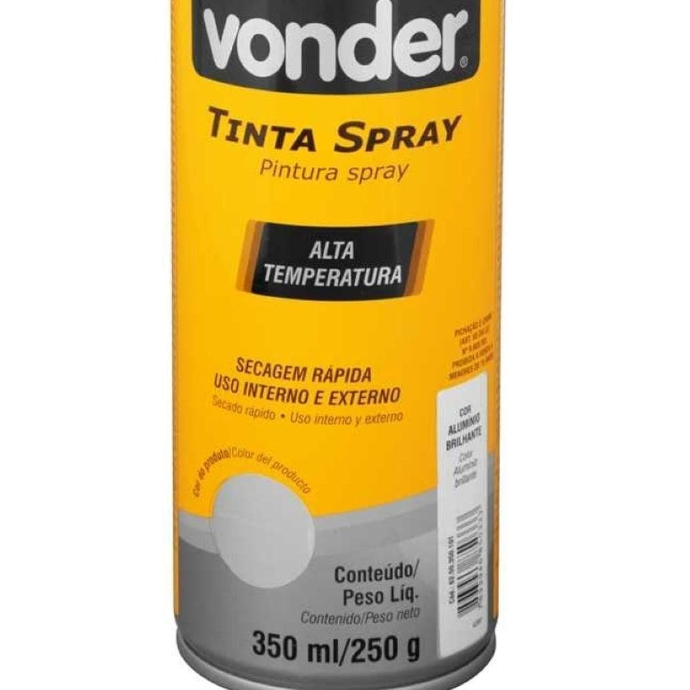 Tinta Spray Acrílica Alta Temperatura Alumínio 350ml-250g Vonder