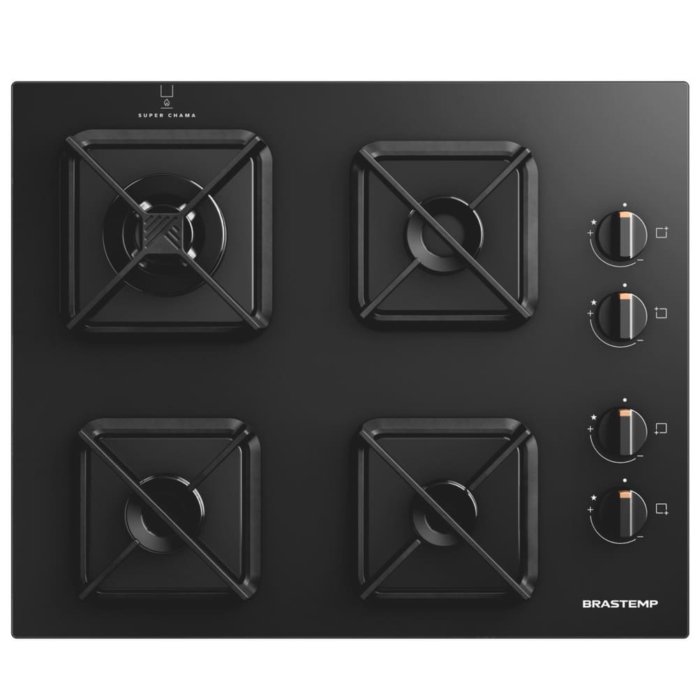 Cooktop 4 Bocas Brastemp com Grades de Ferro Fundido e Chamas Especiais - BDS62AE