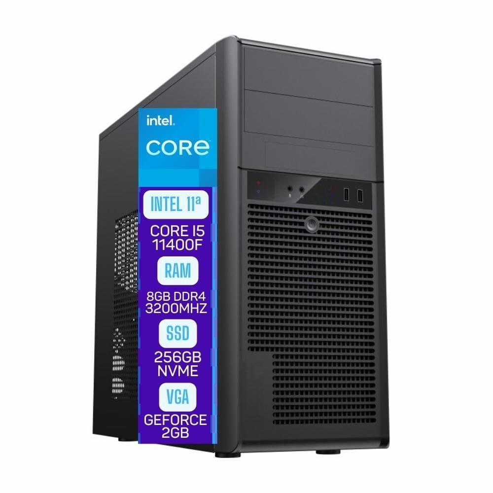 Computador Skill Pro Intel 11ª Geração Core i5 11400F 8GB DDR4 Placa de vídeo Geforce 2GB SSD 256GB Windows 11 SP-021