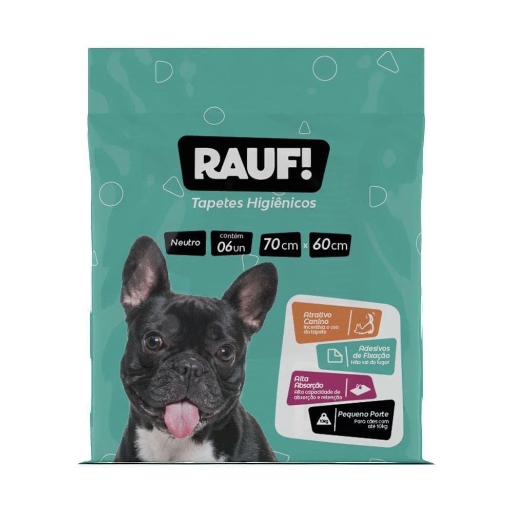 Tapete Higiênico Rauf Neutro 70x60cm - Embalagem com 6 Unidades