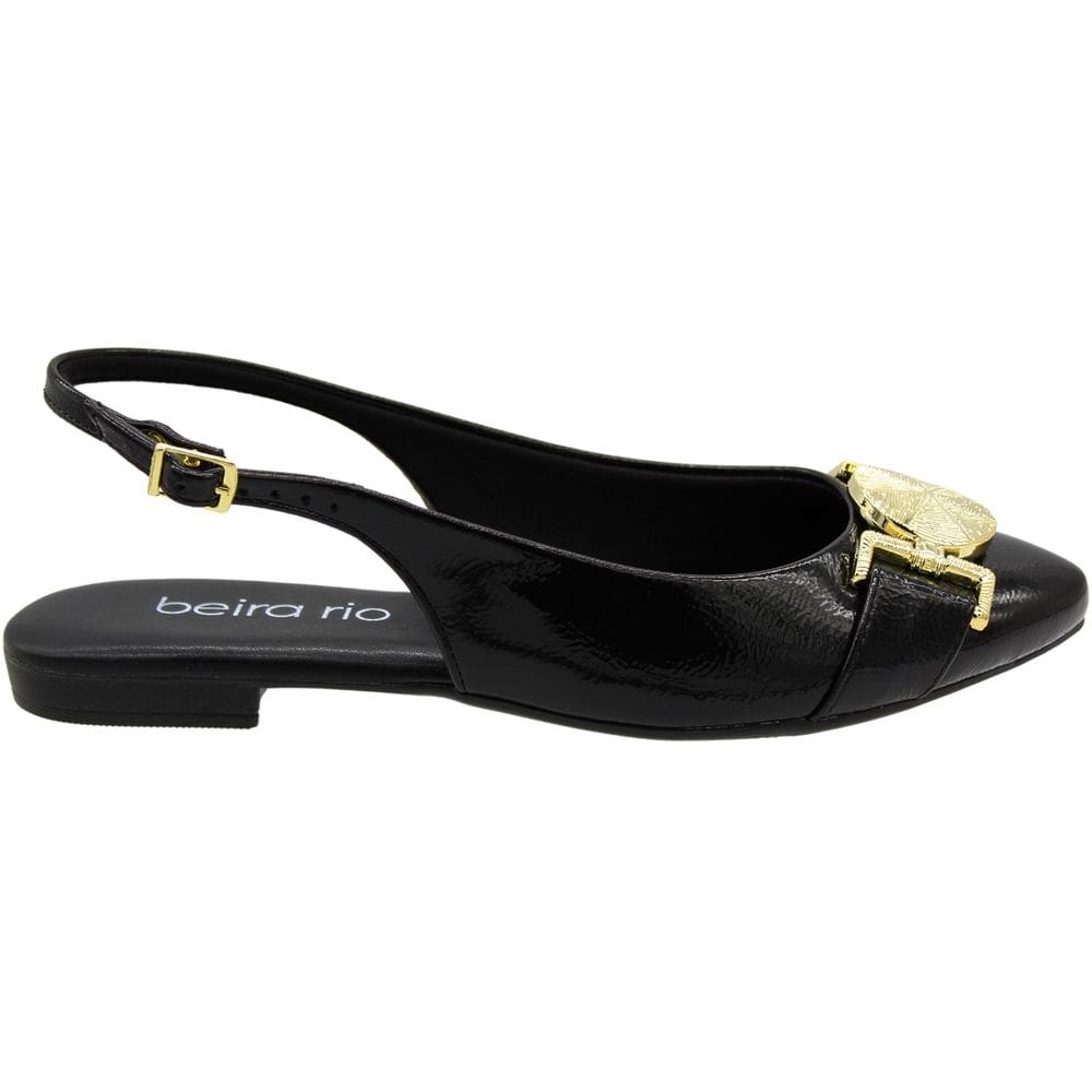 Sapato Slingback Beira Rio Adorno Dourado Fivela Feminino