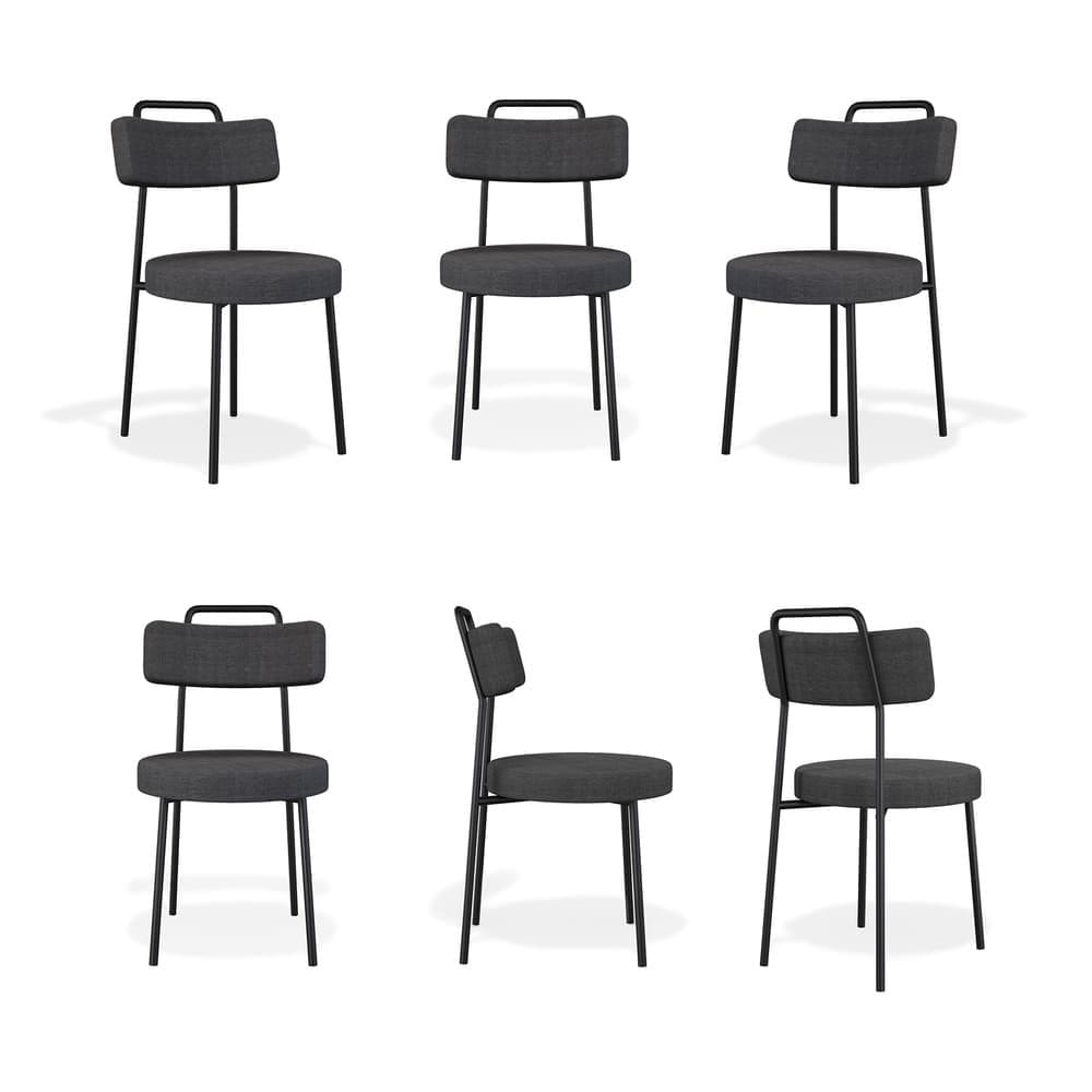 Kit 6 Cadeiras de Jantar Ster com Acabamento em Linho Grafite - Vallisa Decor