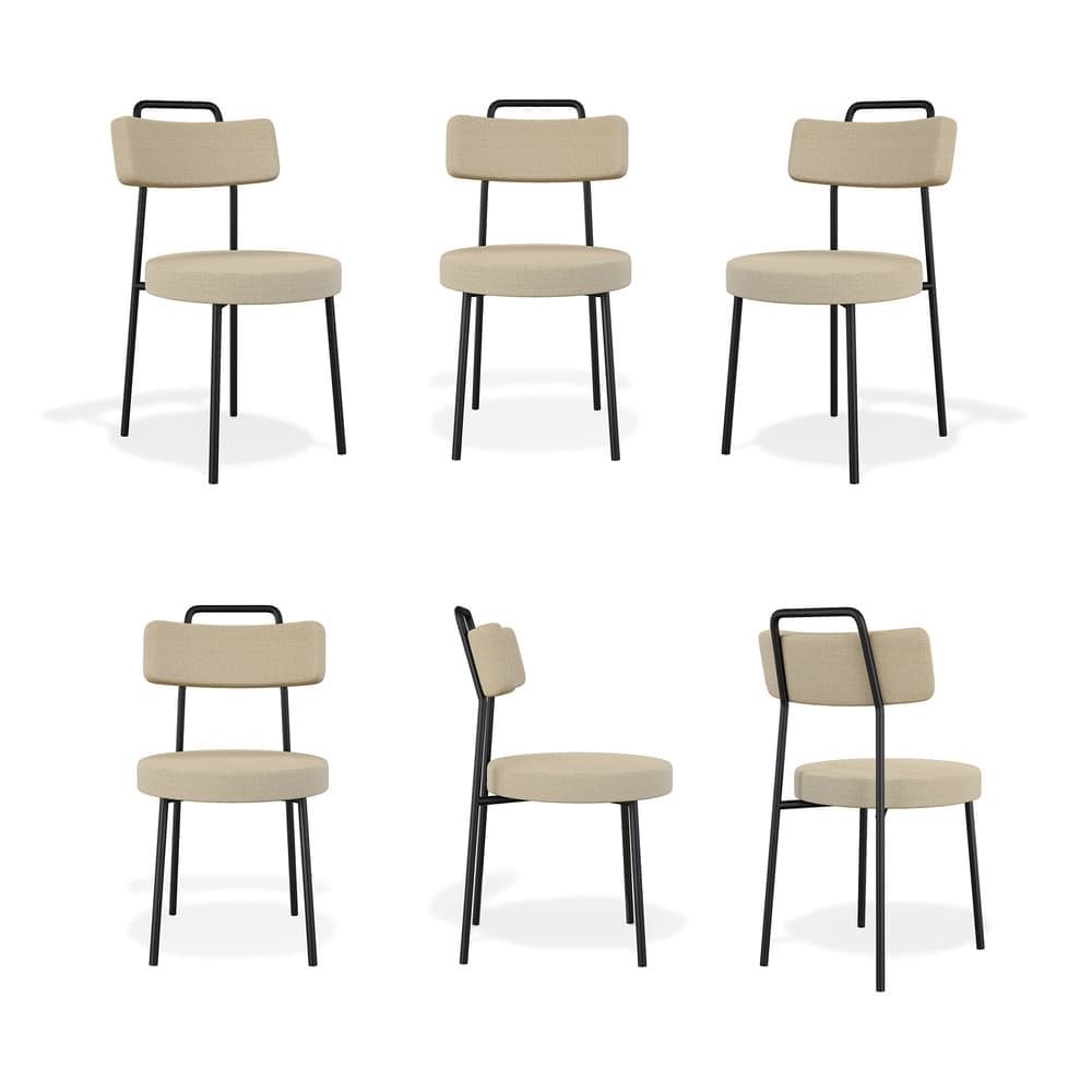 Kit 6 Cadeiras de Jantar Ster com Acabamento em Linho Gengibre - Vallisa Decor