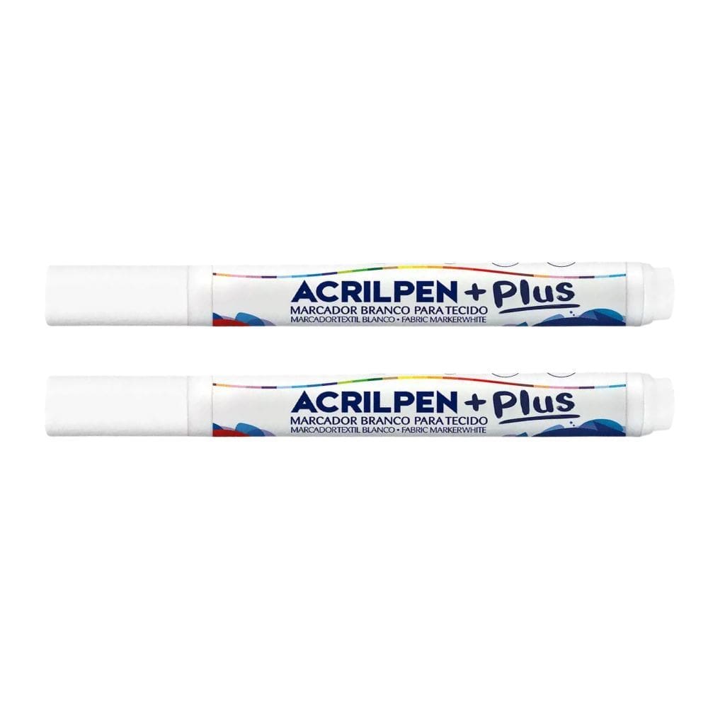 Kit 02 Canetas Marcador Branco Para Tecido Acrilpen +Plus Permanente Ponta 5mm Acrilex | Papelaria | Escrita | Marcador