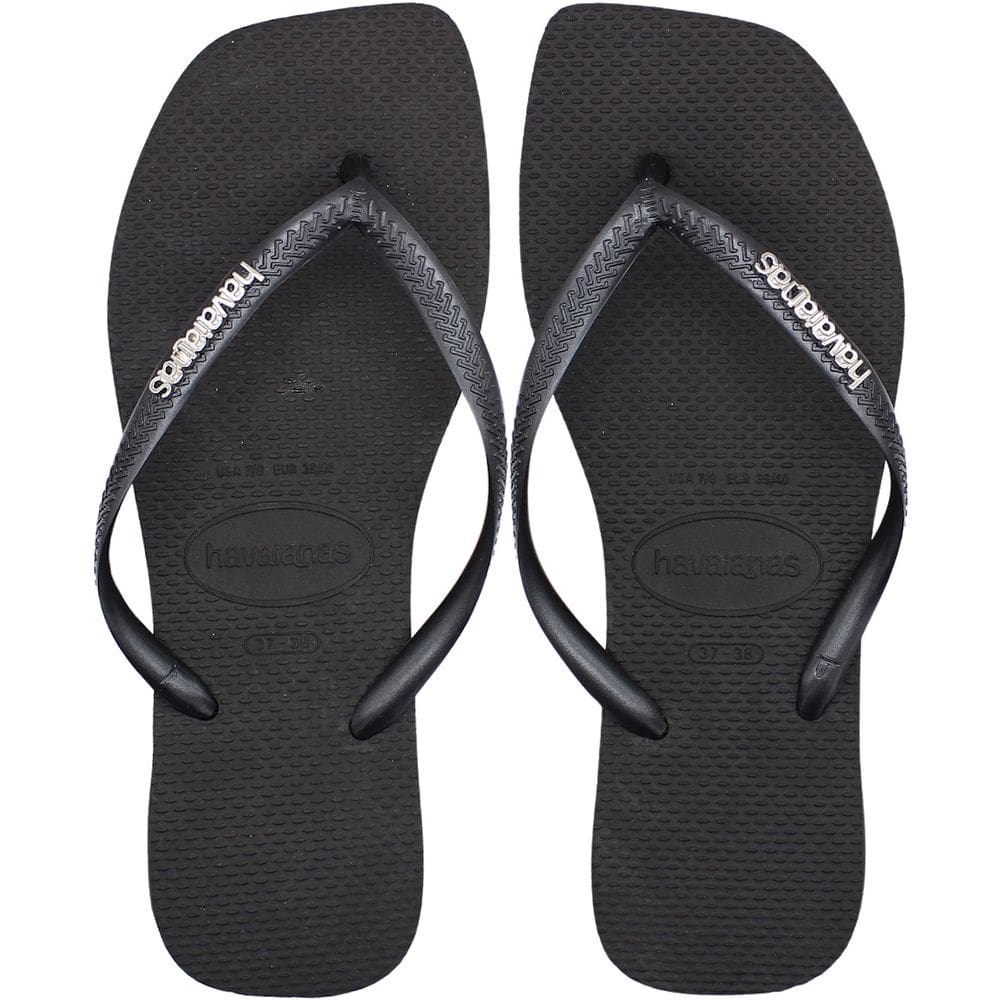 Chinelo de Dedo Feminino Havaianas Slim Square Logo Metallic