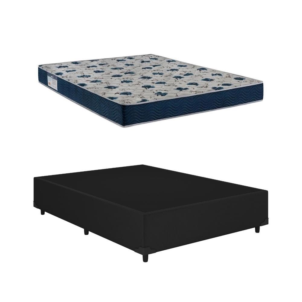 Cama Base Box Casal Preto Colchão ISO 60 D28 - Ortobom