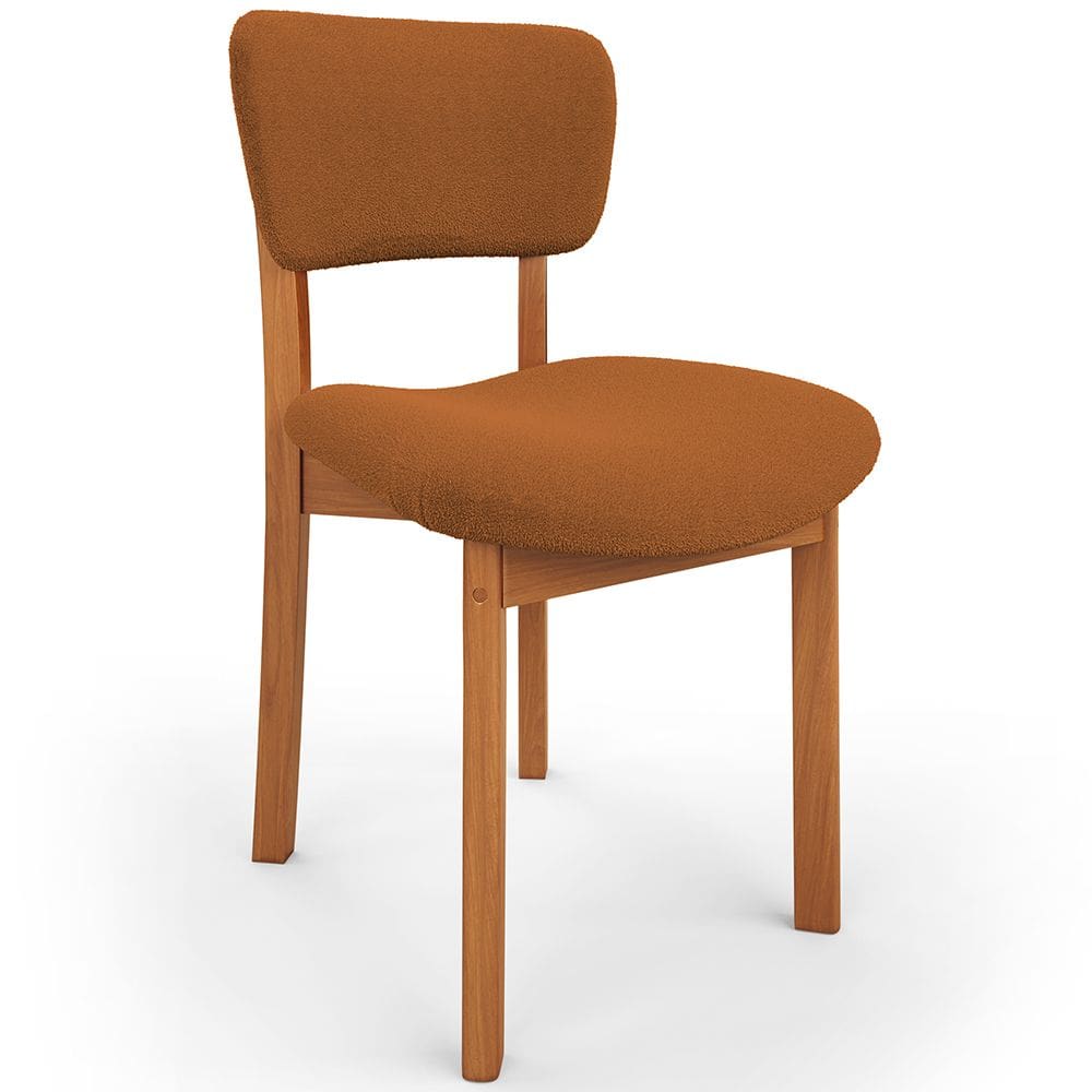 Cadeira Para Sala de Jantar Cozinha Living Estofada Dara L02 Bouclê Terracota - Lyam Decor