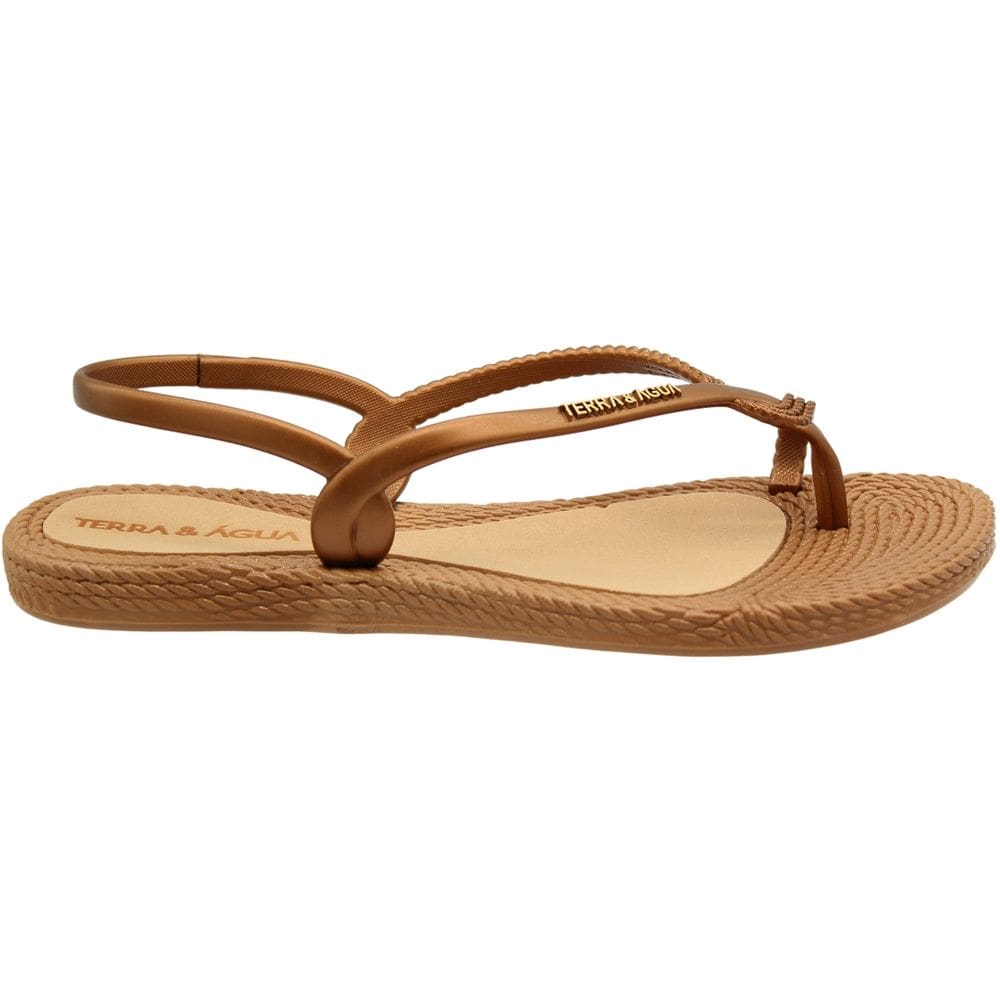 Sandália Rasteira Terra e Água Textura Tramada Feminina