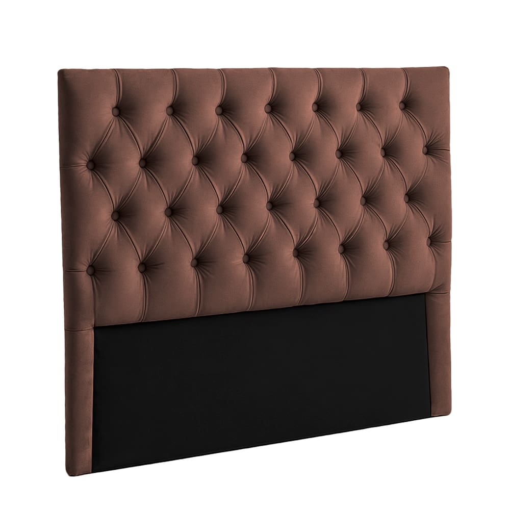 Cabeceira Estofada Queen Luna Nature Veludo Cafe 158x136