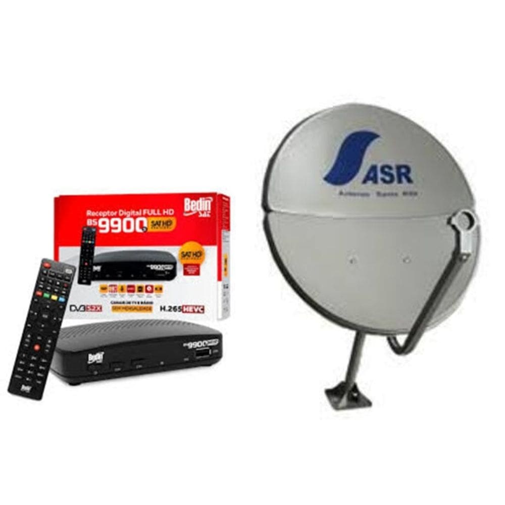 Nova Parabólica ASR Santa Rita Bipartida 60cm com Conversor Bedin Sat Hd