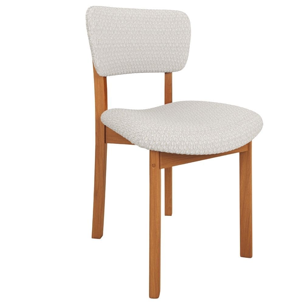 Cadeira Para Sala de Jantar Cozinha Living Estofada Dara L02 Bouclê Cru - Lyam Decor