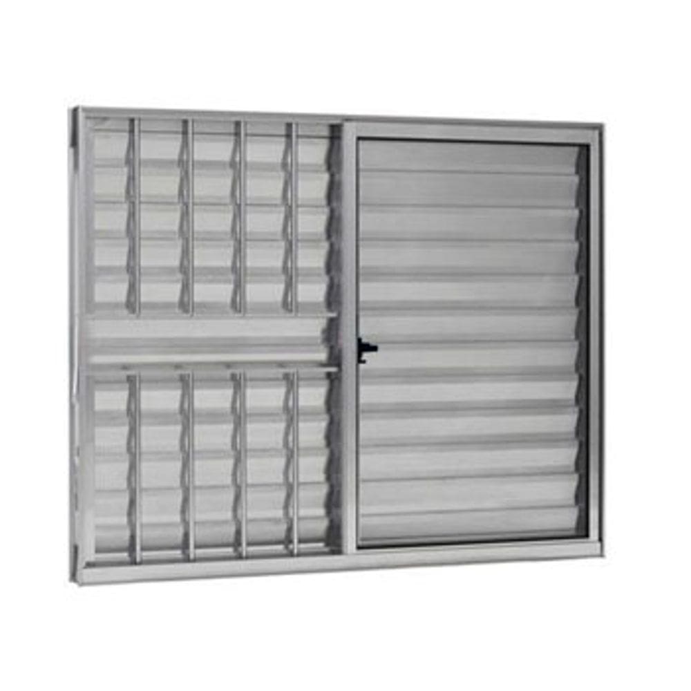 Veneziana 3 Folhas Aluminio Brilhante 1,00x1,00 C/grade