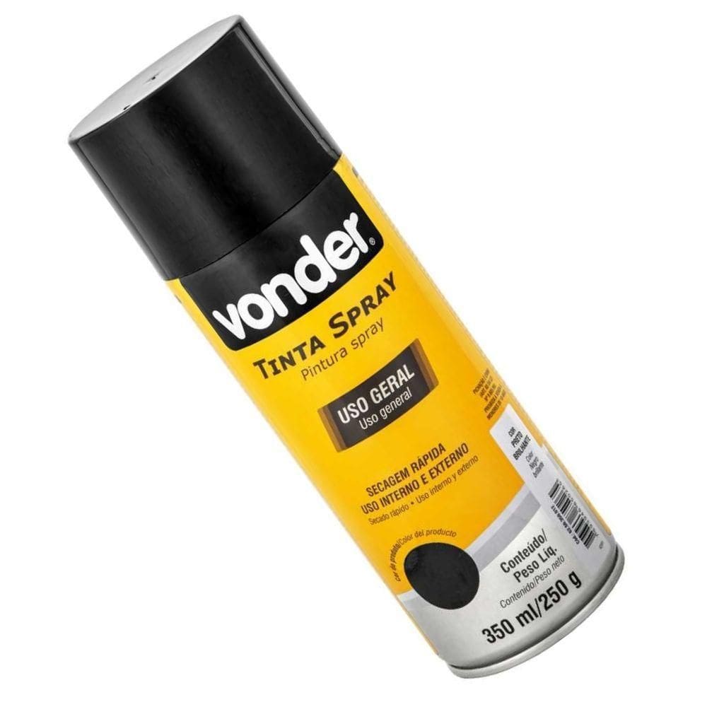 Tinta Spray Acrílica Preto Brilhante 350ml-250g Vonder