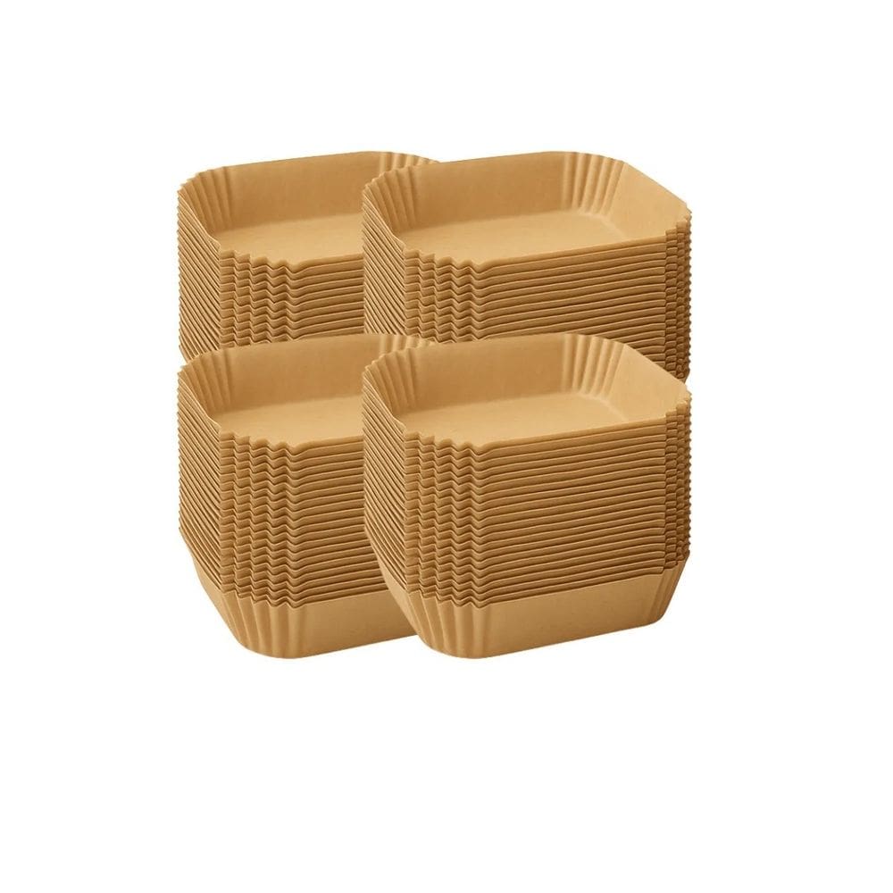 Kit 300 Formas Papel P/ Airfryer Forro Antiaderente Quadrada 16X16X4,5CM