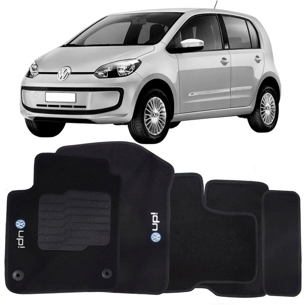 Tapete Carpete Up 2014 à 2021 Preto Logo Bordado Jogo 5 Peças Personalizado Automotivo