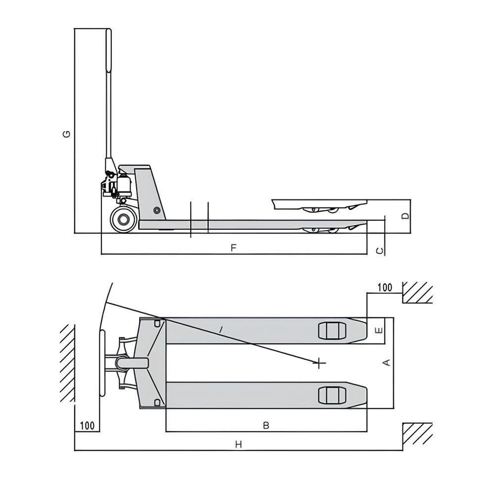 Paleteira Carro Hidráulico 2000kg 685x1150 Mm Roda Duplo Nylon Tp2300 Bovenau