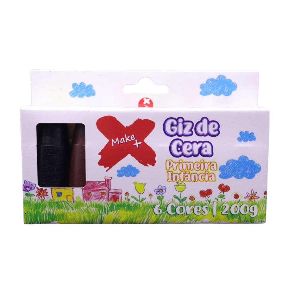 Giz de Cera Infantil Primeira Infância Colorido 6 Cores Jumbo - Make+