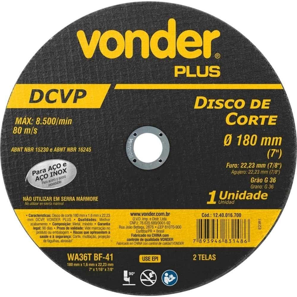 Disco Corte 180,0 X 1,6 X 22,23 Dcvp Us Vonder Plus