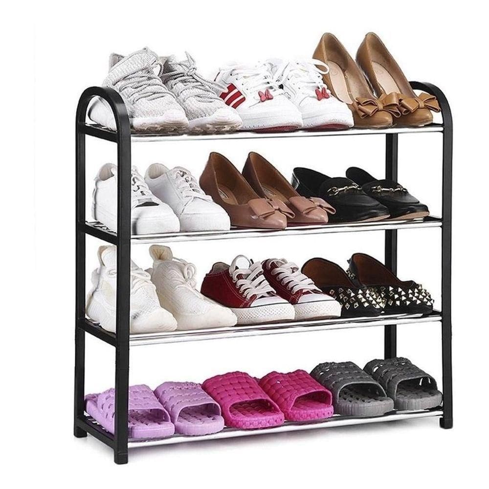 Sapateira Organizador De Sapatos 4 Prateleiras Até 12 Pares Preto