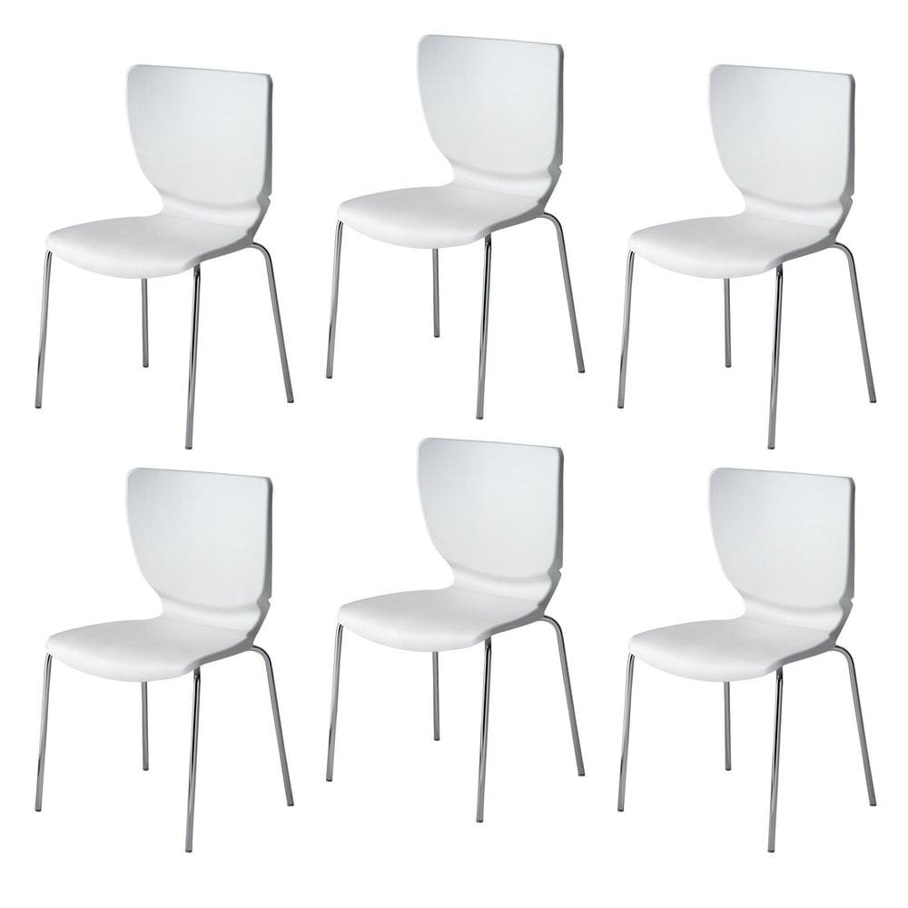 Conjunto 6 Cadeiras Base Tubular Fixa Mono Branco