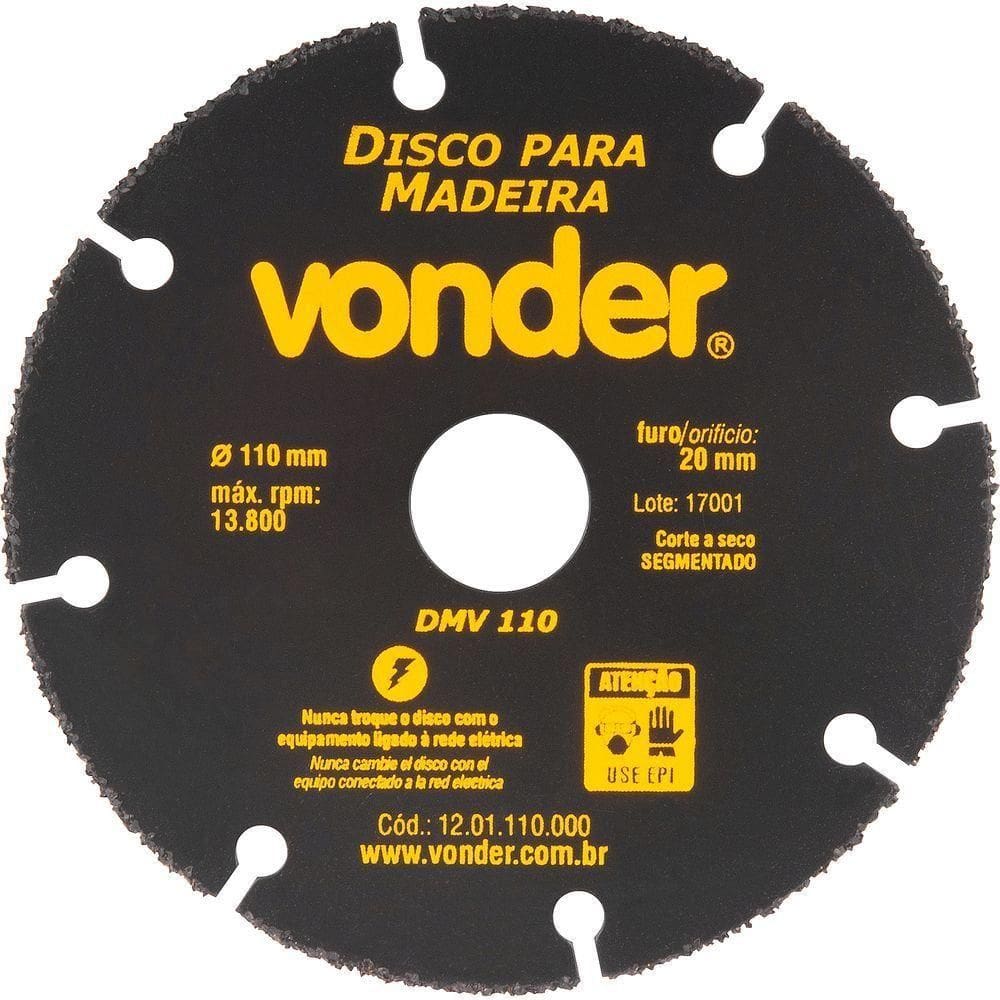 Disco De Corte Para Madeira 110mm Dmv 110 Vonder