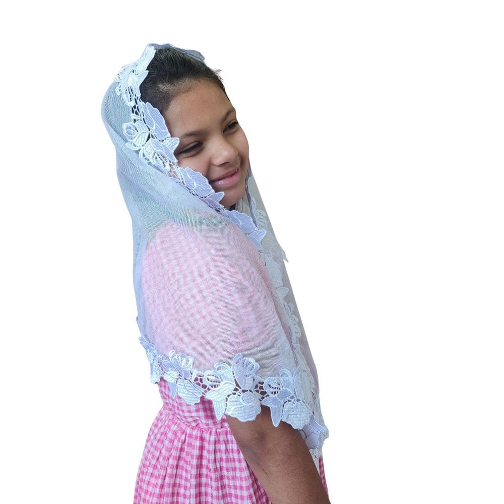 Véu CCB Juvenil 09 a 12 Anos Renda Média Flores