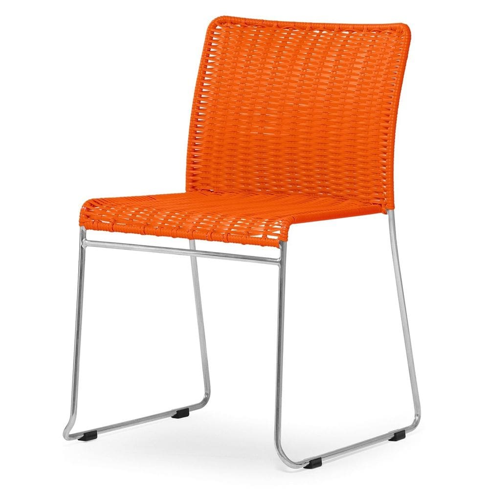 Cadeira Fronteira Metal 559a Base Inox Laranja